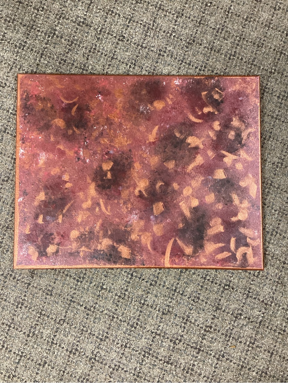 Original Handcrafted Abstract Copper-Tone Rust & Gold Accent Home Art Canvas